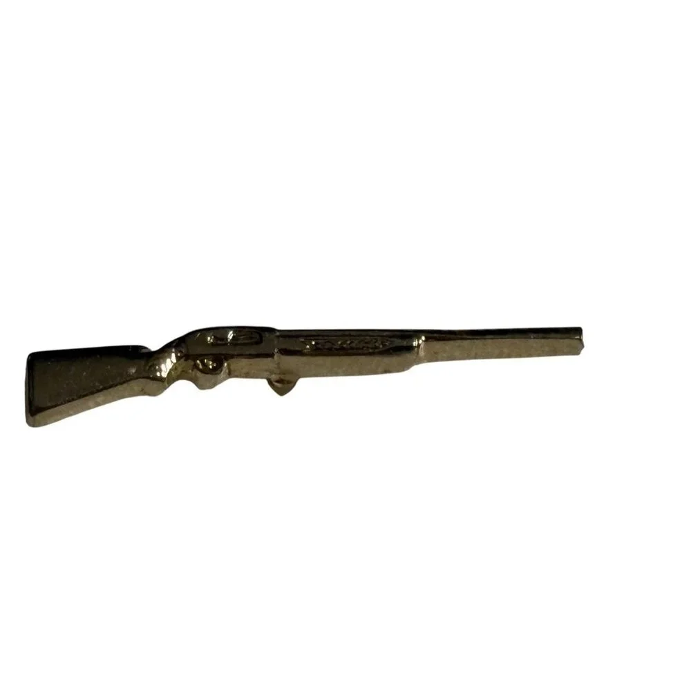 Vintage Lever Action Rifle Gun Tie‎ Bar Clip Clasp Gold Tone Lapel Tiny Hunting